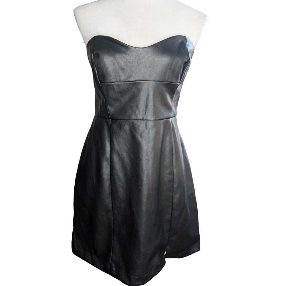 Anthropologie x Hutch Strapless Faux Leather Mini Dress Size 6 - Picture 6 of 13